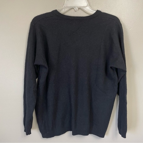 Vintage Spiegel Reflections Black V-Neck Sweater wool and cashmere blend Large - Picture 2 of 8